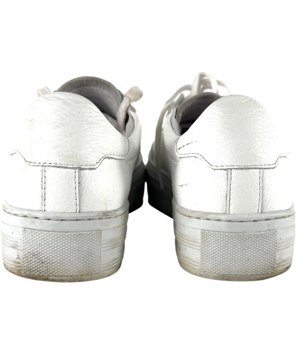 Air & Grace White QC Ivy Perforated Leather Platform Trainers White, size UK 9 EU 42 👠 — back