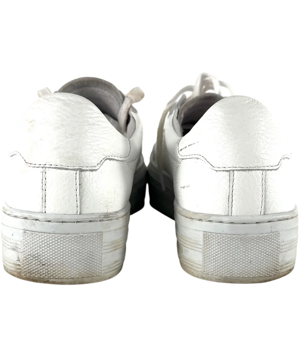 Air & Grace White QC Ivy Perforated Leather Platform Trainers White, size UK 9 EU 42 👠 — back