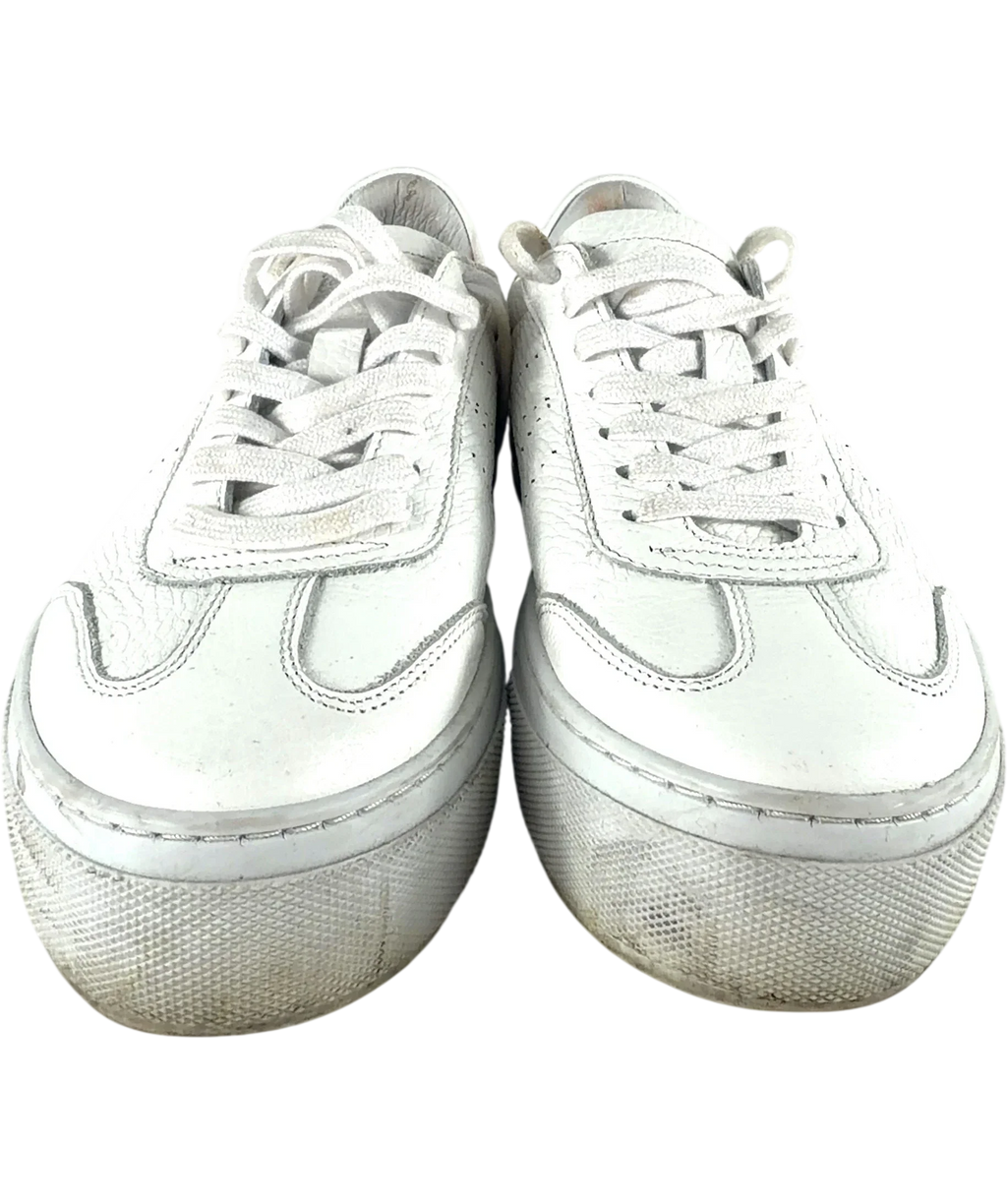 Air & Grace  Ivy Perforated Leather Platform Trainers White UK 9 EU 42 — Front (both, face on)