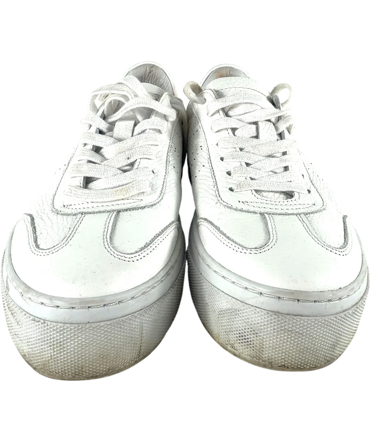 Air & Grace  Ivy Perforated Leather Platform Trainers White UK 9 EU 42 — Front (both, face on)