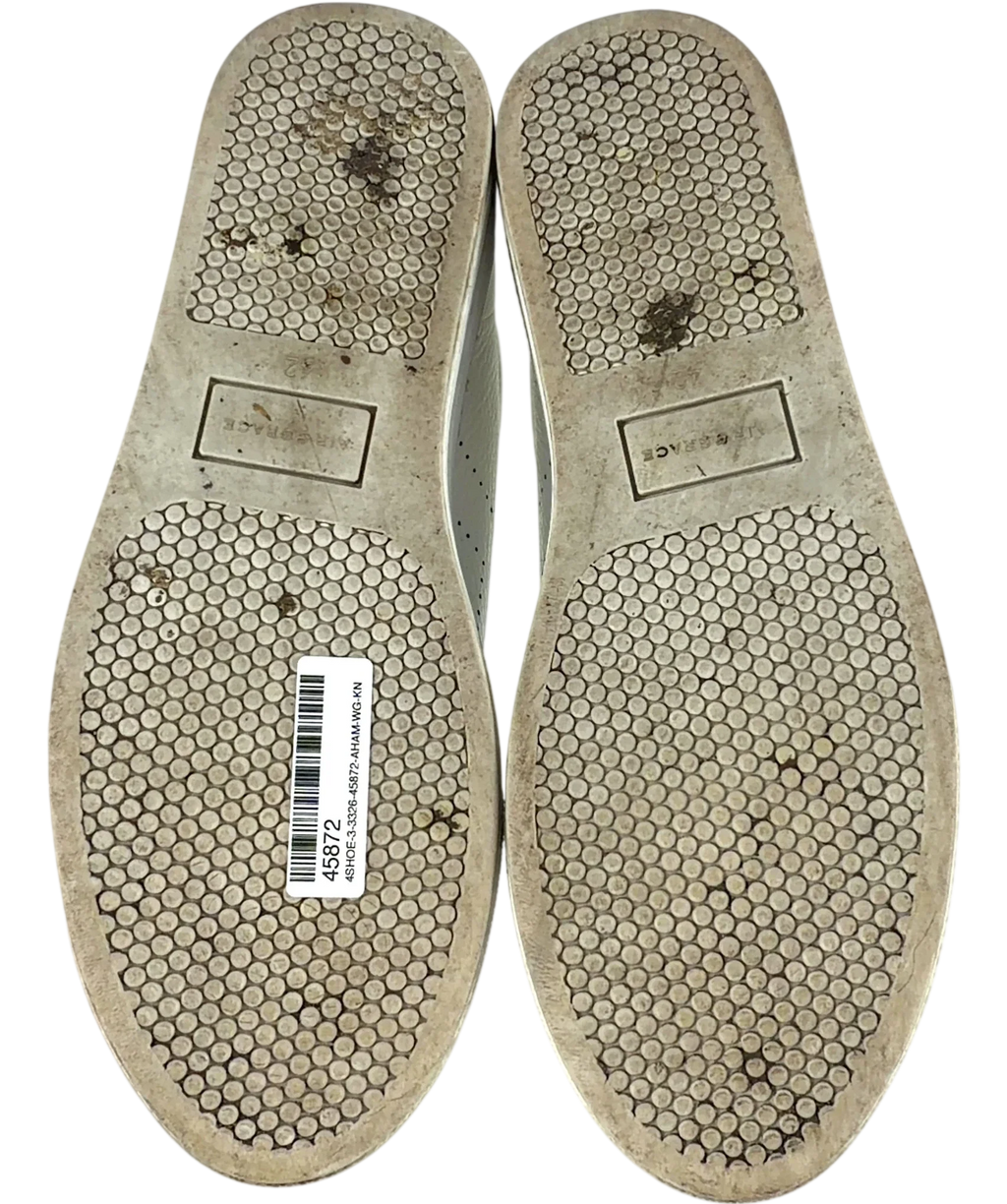 Air & Grace White QC Ivy Perforated Leather Platform Trainers White, size UK 9 EU 42 👠 — fabric detail