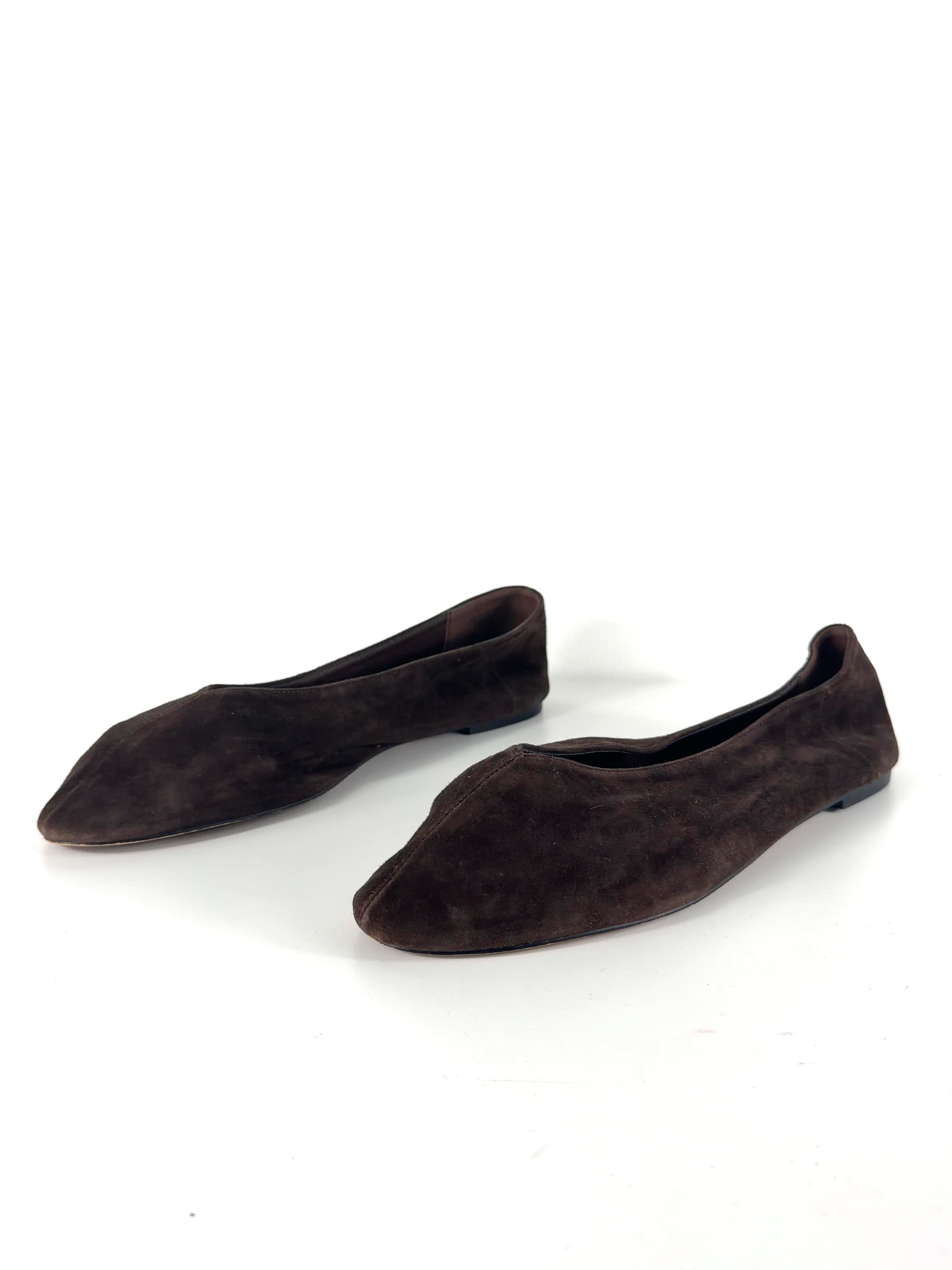ASOS Brown QC Landmark Suede High-Vamp Ballets, size UK 9 EU 42 👠 — care label