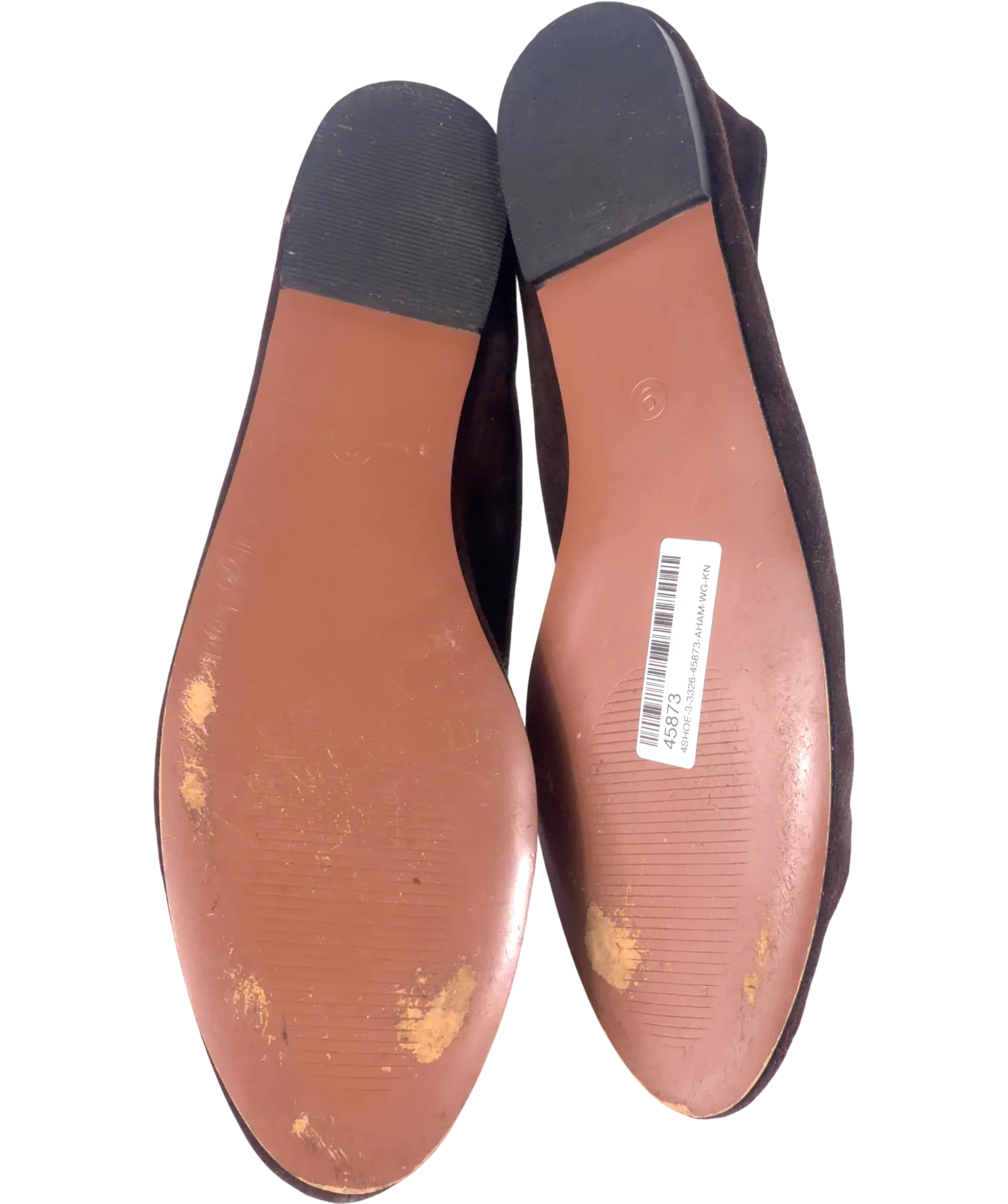 ASOS Brown QC Landmark Suede High-Vamp Ballets, size UK 9 EU 42 👠 — fabric detail