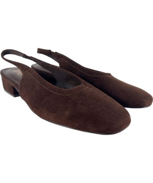 LINZI Glide Brown Faux Suede Closed Toe Slingback Heels UK 8 EU 41