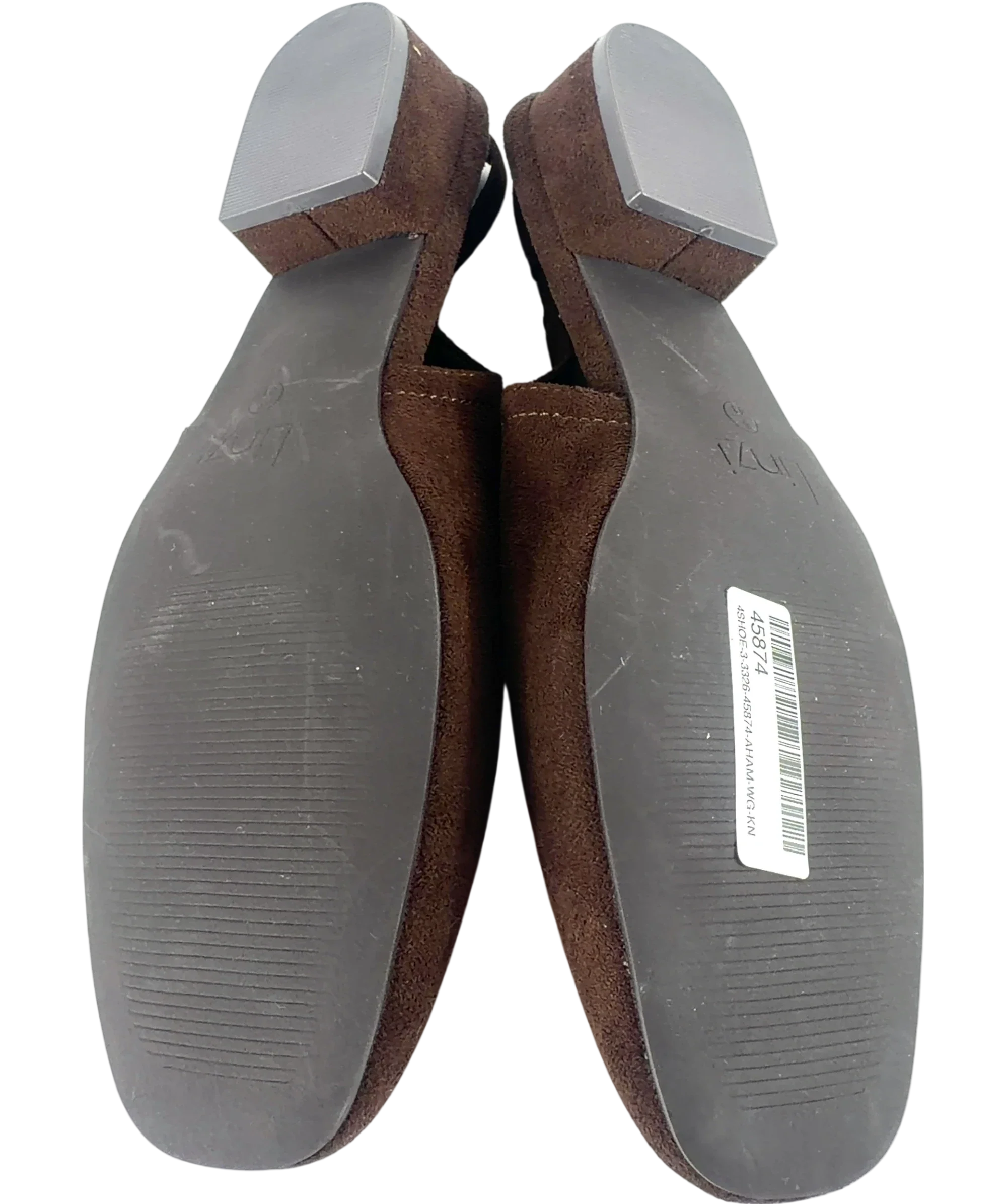 LINZI Brown Glide Brown Faux Suede Closed Toe Slingback Heels, size UK 8 EU 41 👠 — fabric detail