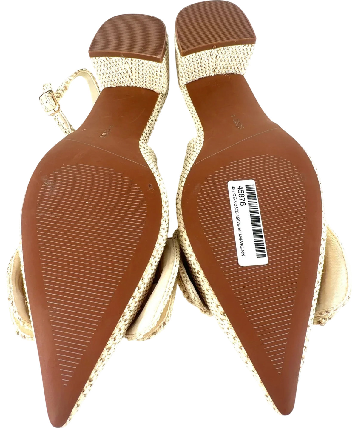ASOS Woven Bow Slingback Pointed Block Heels Cream UK 8 EU 41 — Sole