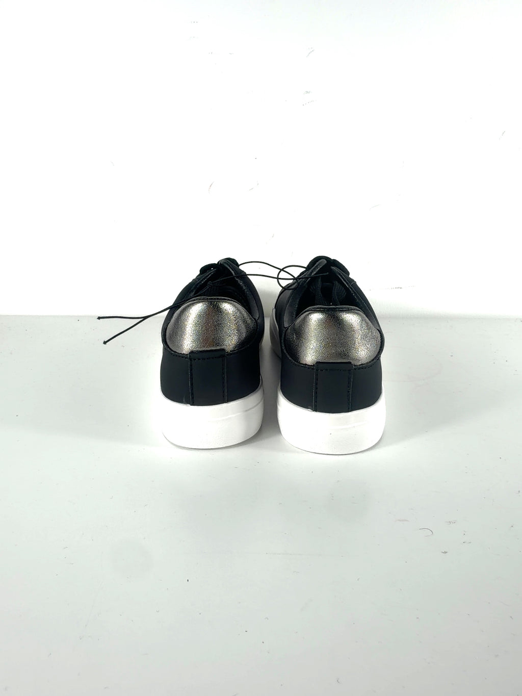 New Look Black Faux Leather Lace Up Platform Trainers, size UK 9 EU 42 👠 — back