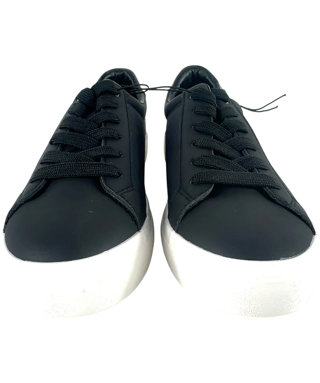 New Look Black Faux Leather Lace Up Platform Trainers, size UK 9 EU 42 👠 — detail