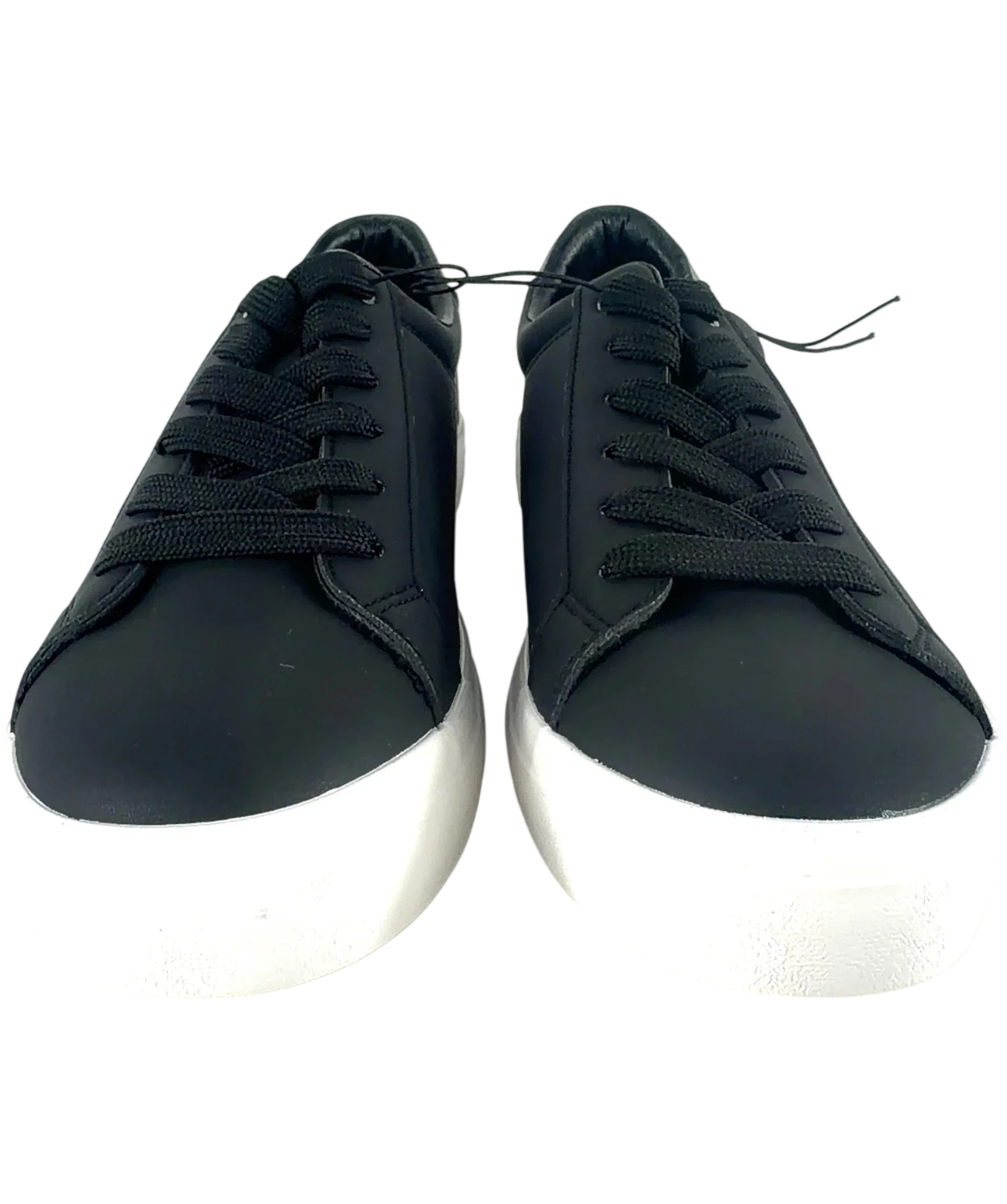 New Look Black Faux Leather Lace Up Platform Trainers, size UK 9 EU 42 👠 — detail