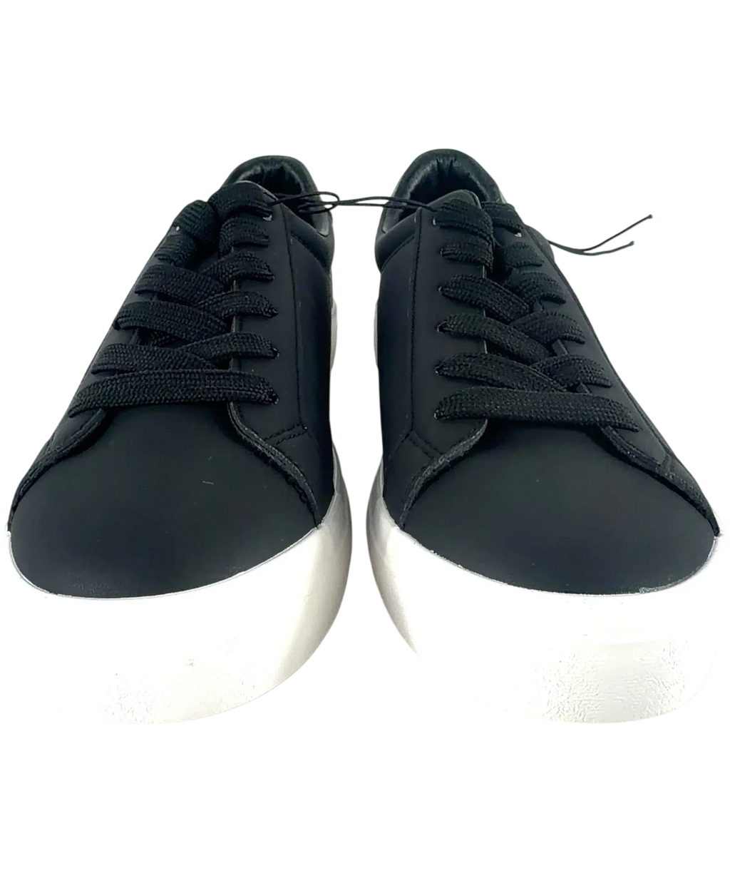 New Look Black Faux Leather Lace Up Platform Trainers, size UK 9 EU 42 👠 — detail