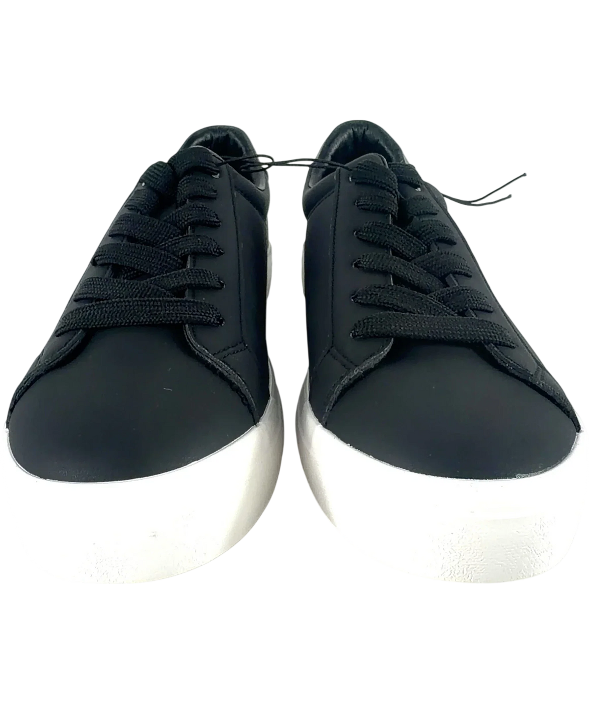 New Look Black Faux Leather Lace Up Platform Trainers, size UK 9 EU 42 👠 — detail