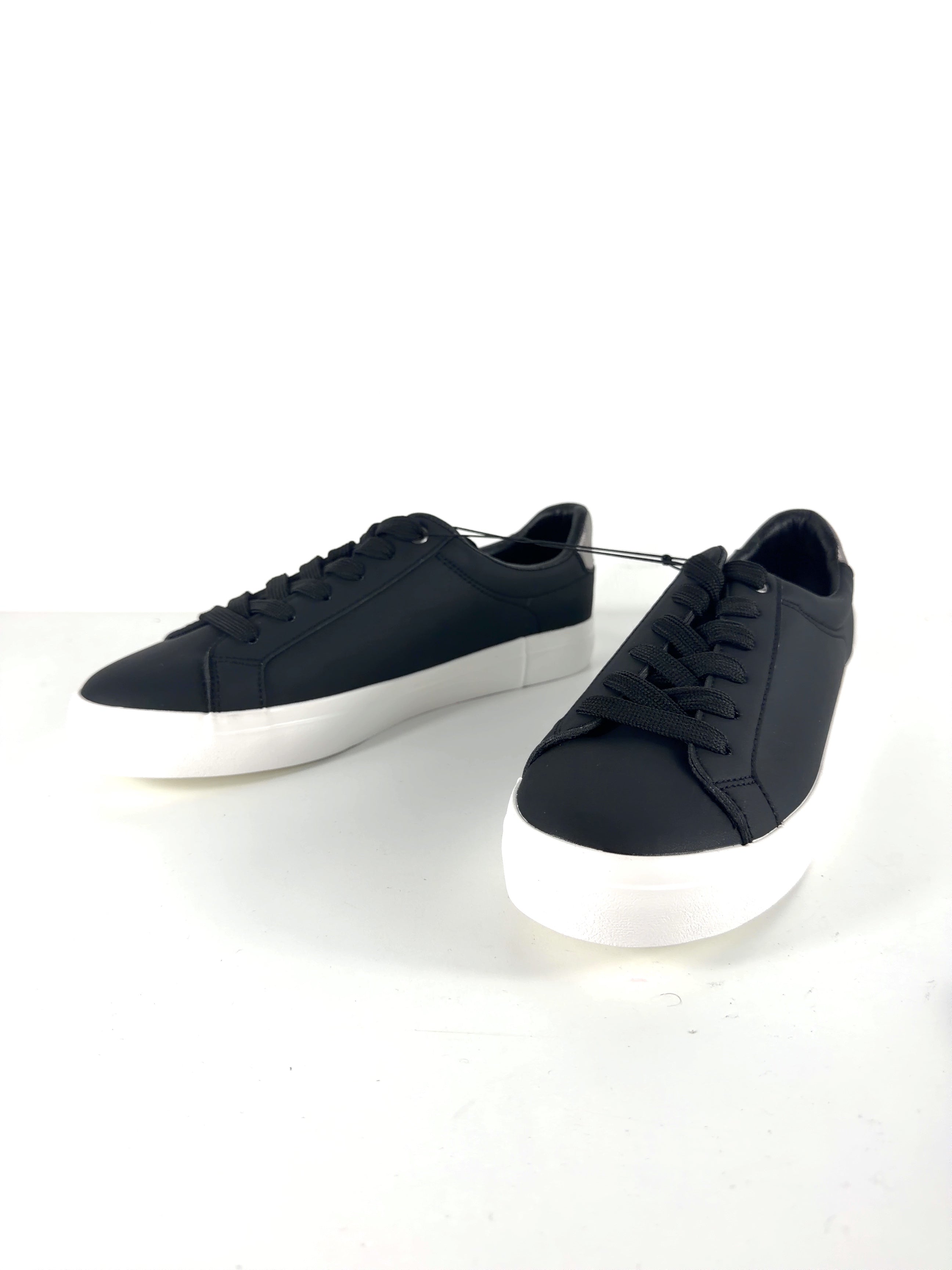 New Look Black Faux Leather Lace Up Platform Trainers, size UK 9 EU 42 👠 — label