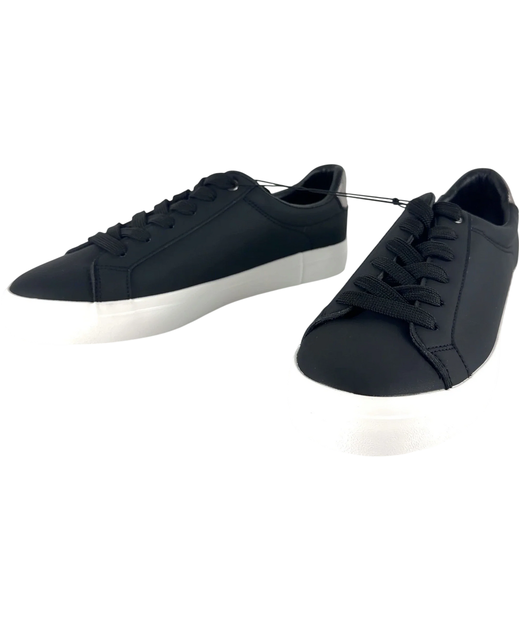 New Look Black Faux Leather Lace Up Platform Trainers UK 9 EU 42 — Side (both)