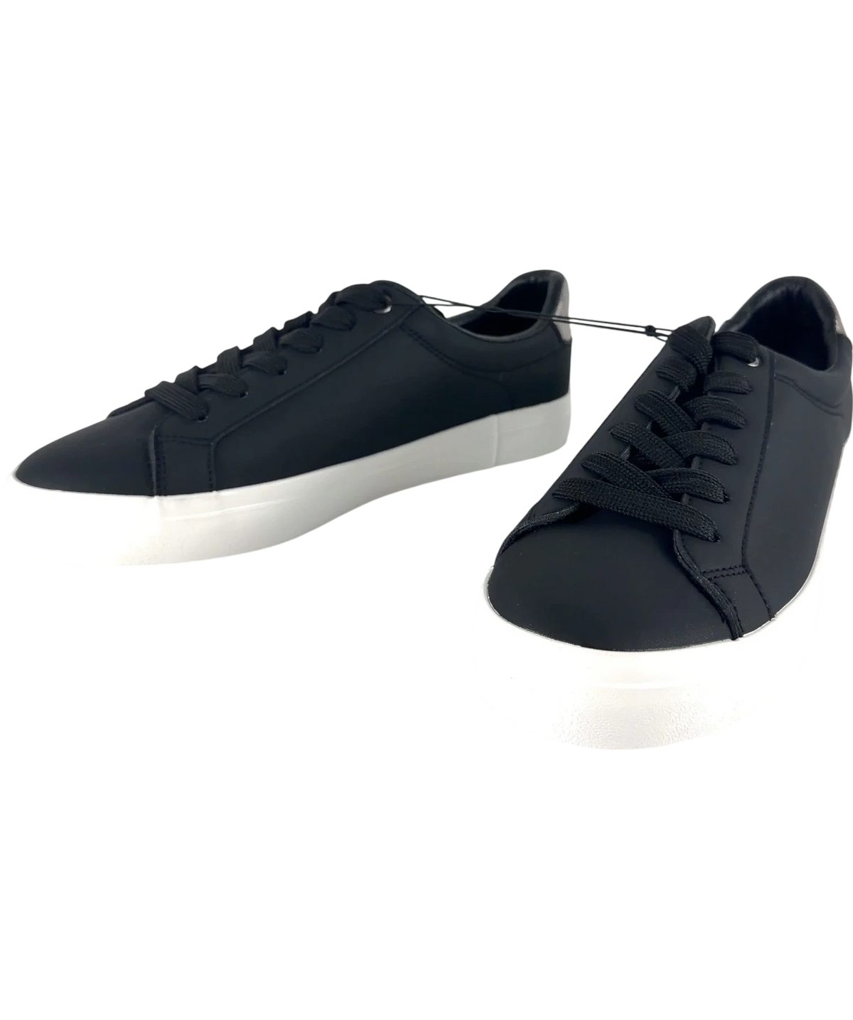 New Look Black Faux Leather Lace Up Platform Trainers UK 9 EU 42 — Side (both)