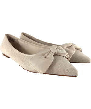 ASOS Cream Langston Bow Pointed Ballet Flats Natural UK 8 EU 41
