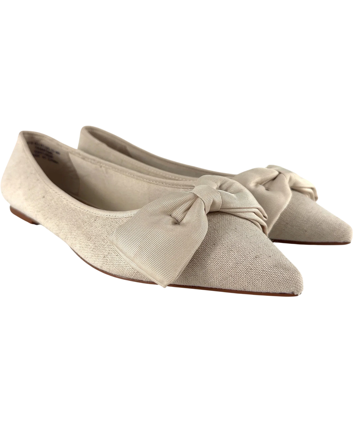 ASOS Cream Langston Bow Pointed Ballet Flats Natural, size UK 8 EU 41 👠 — front