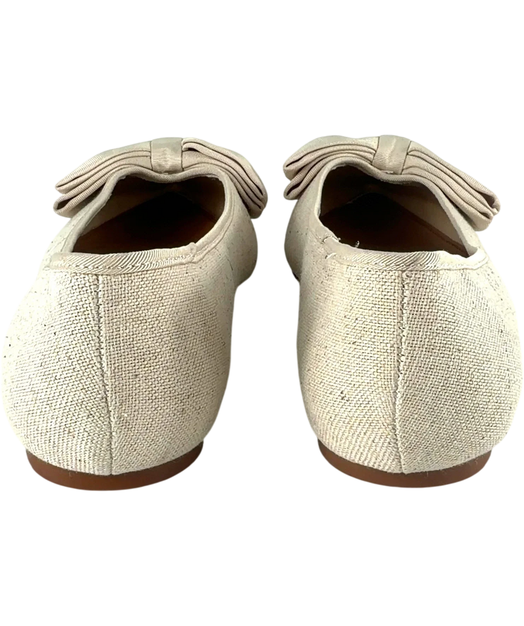 ASOS Cream Langston Bow Pointed Ballet Flats Natural, size UK 8 EU 41 👠 — back