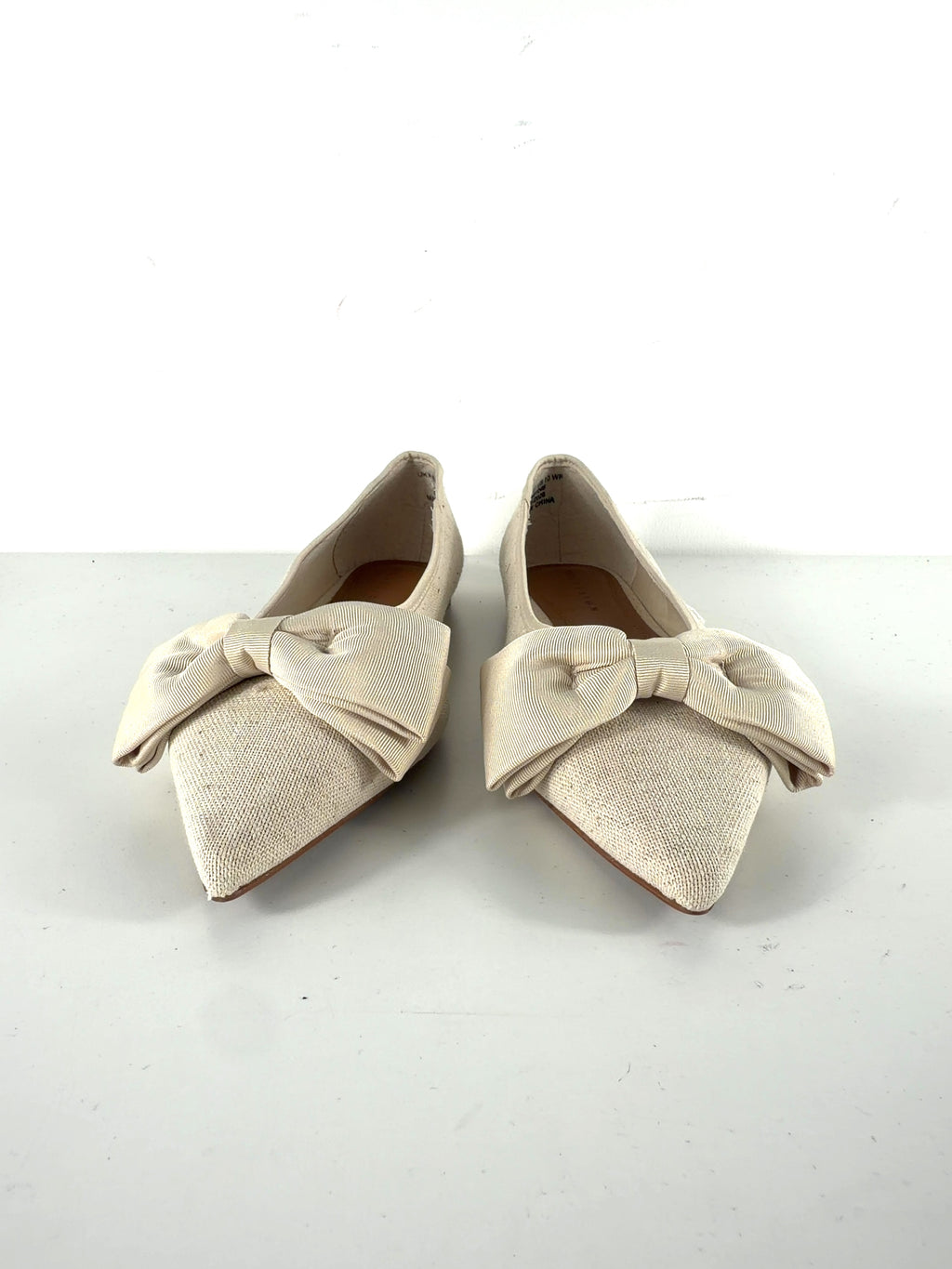ASOS Cream Langston Bow Pointed Ballet Flats Natural, size UK 8 EU 41 👠 — detail