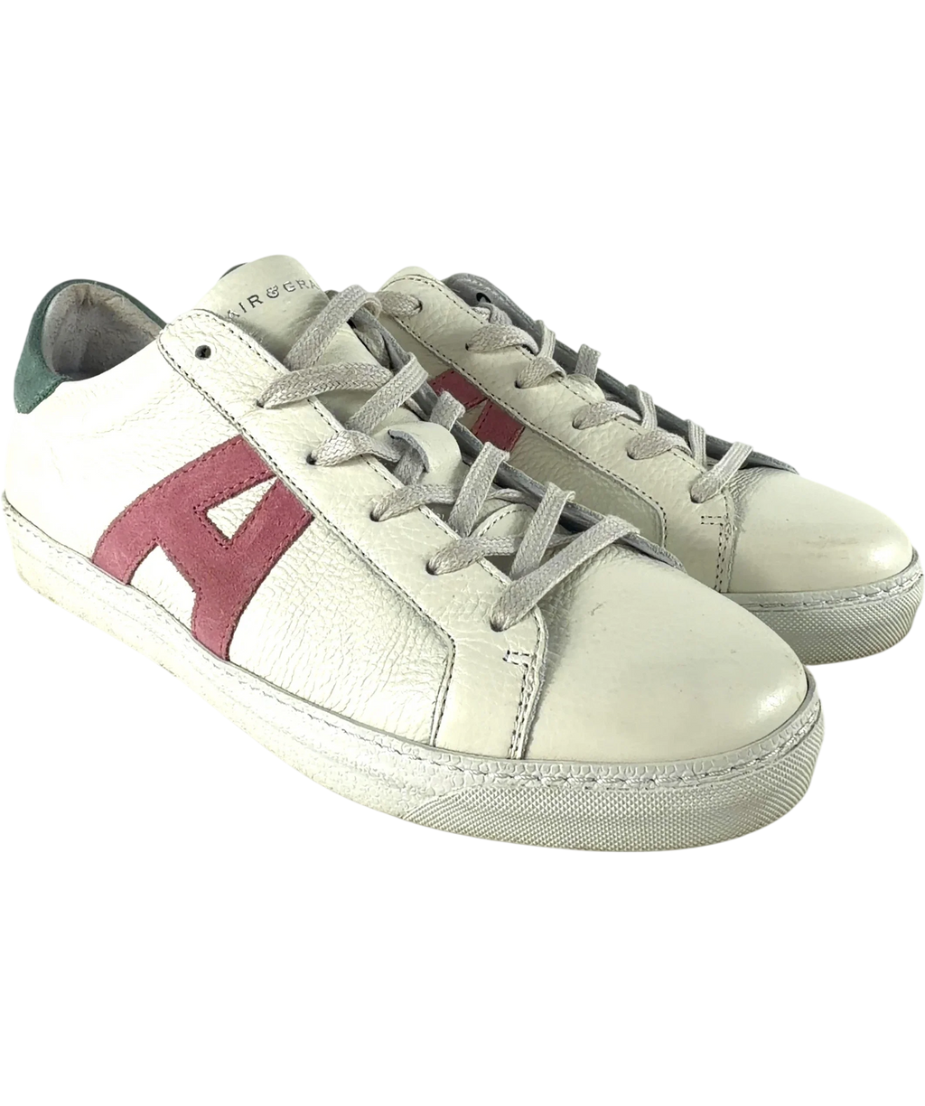 Air & Grace Cream QC Cru Signature White Pastel Leather Trainers, size UK 9 EU 42 👠 — front
