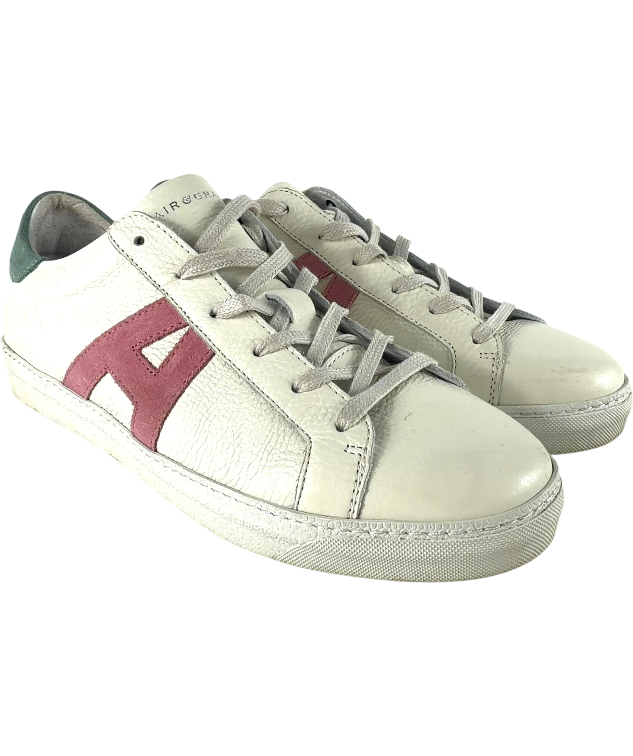 Air & Grace Cream QC Cru Signature White Pastel Leather Trainers, size UK 9 EU 42 👠 — front