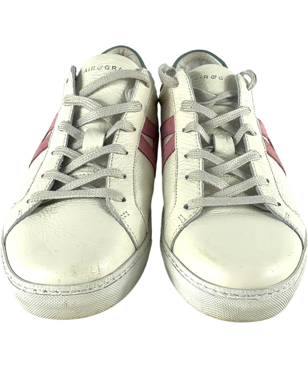 Air & Grace Cream Cru Signature White Pastel Leather Trainers UK 9 EU 42 — Front (both, face on)