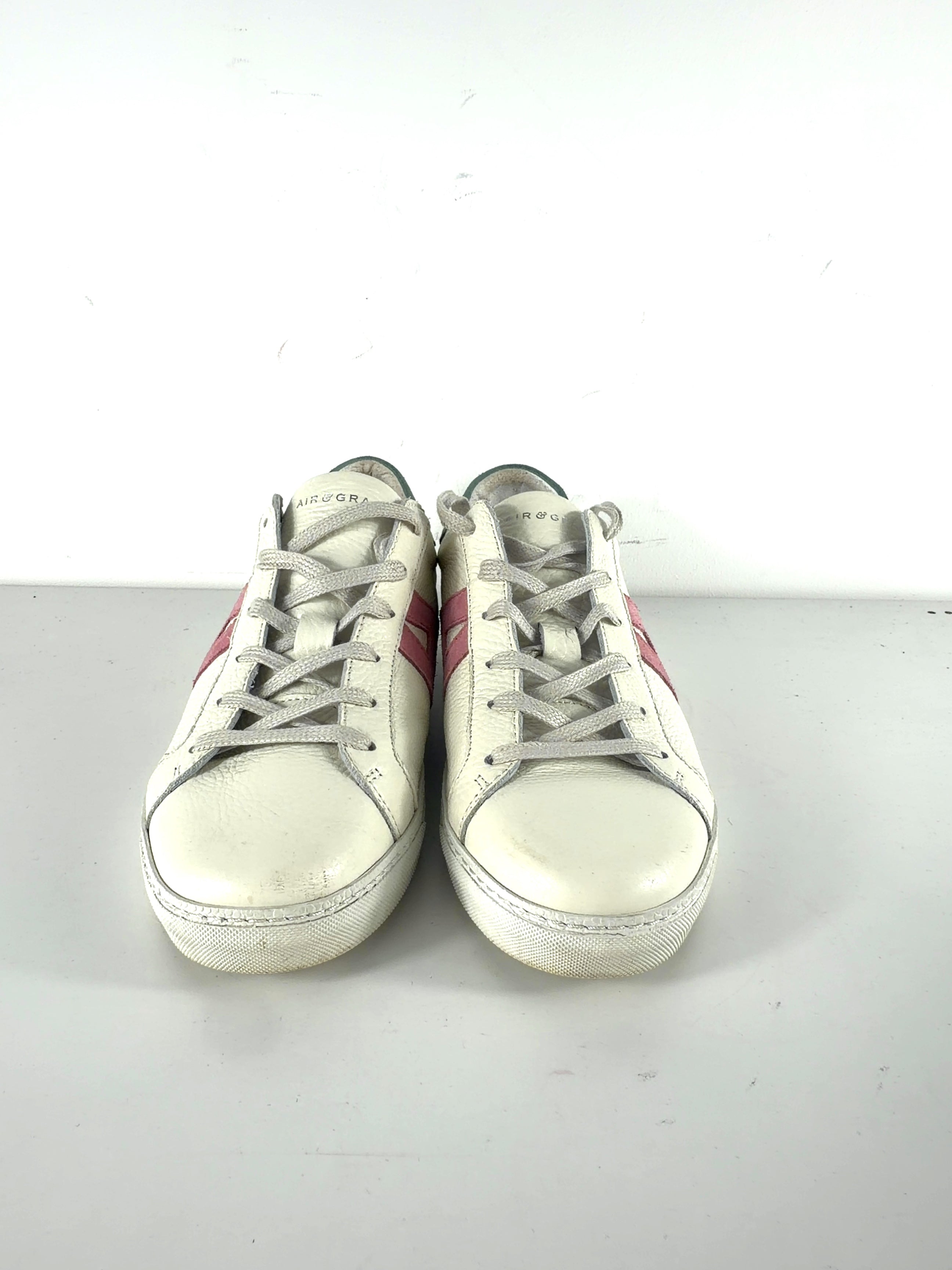 Air & Grace Cream QC Cru Signature White Pastel Leather Trainers, size UK 9 EU 42 👠 — detail
