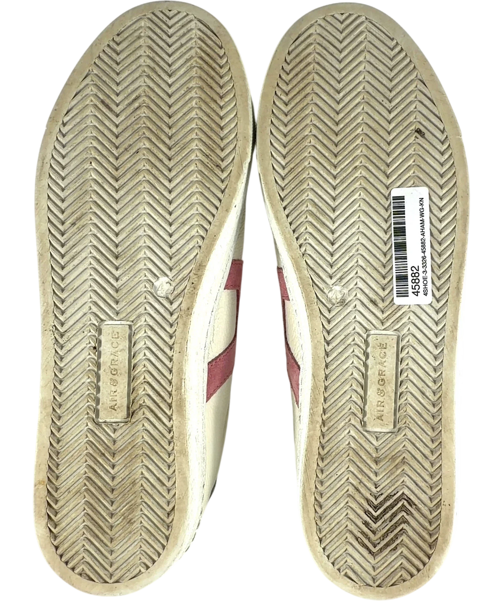 Air & Grace Cream QC Cru Signature White Pastel Leather Trainers, size UK 9 EU 42 👠 — fabric detail