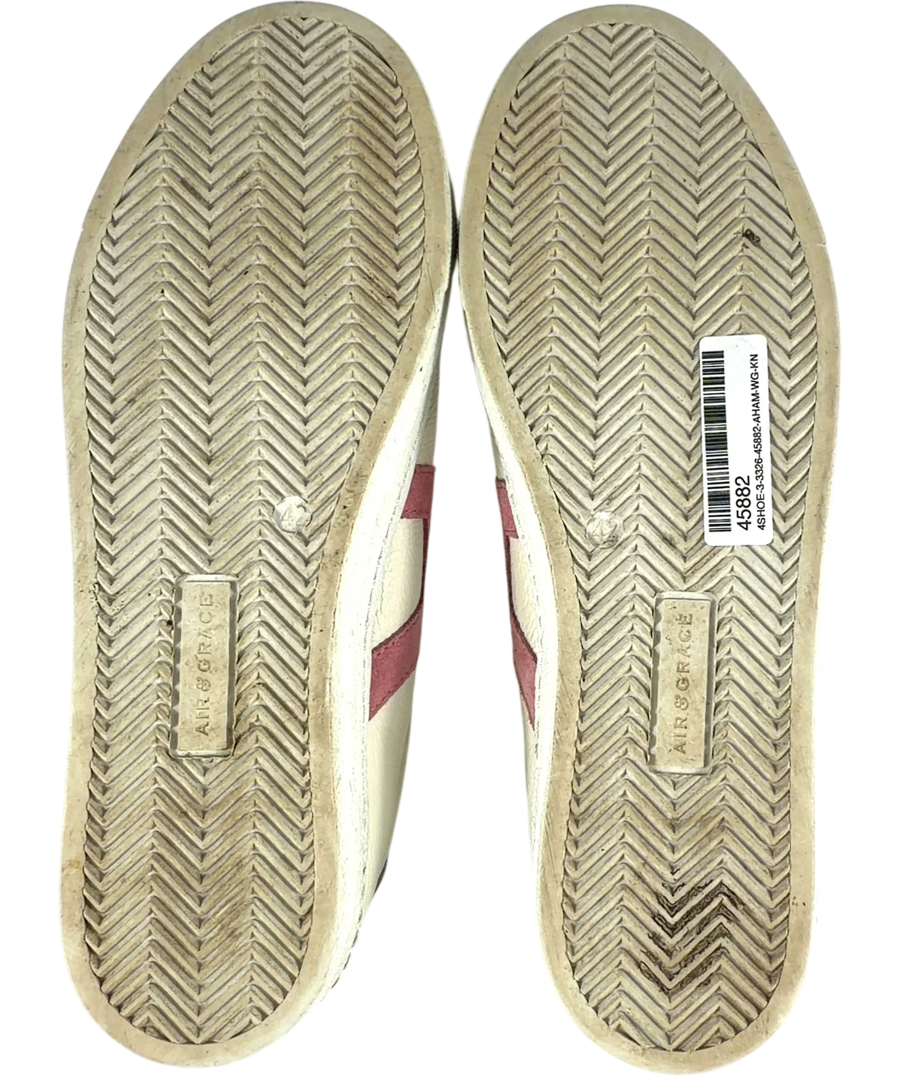 Air & Grace Cream QC Cru Signature White Pastel Leather Trainers, size UK 9 EU 42 👠 — fabric detail