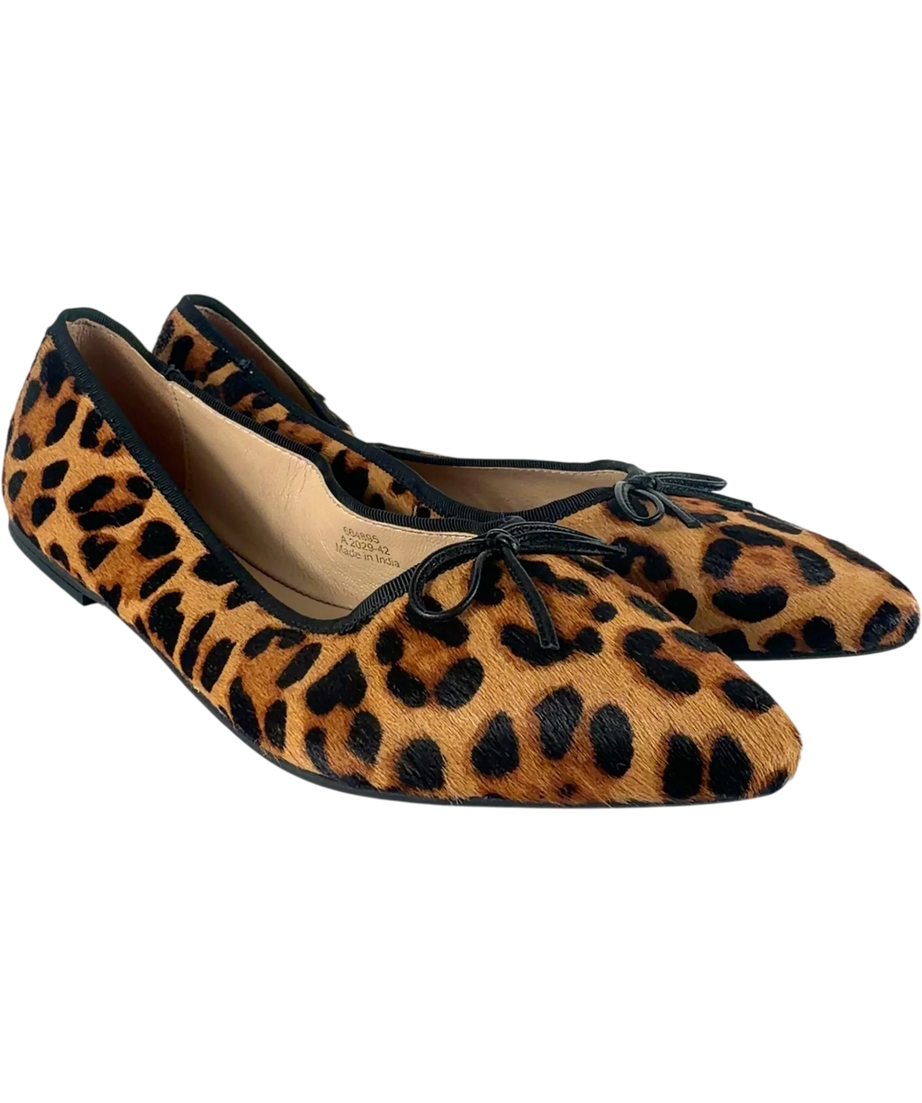 Boden Brown QC Point Flexi Sole Flats Classic Leopard, size UK 9 EU 42 👠 — front