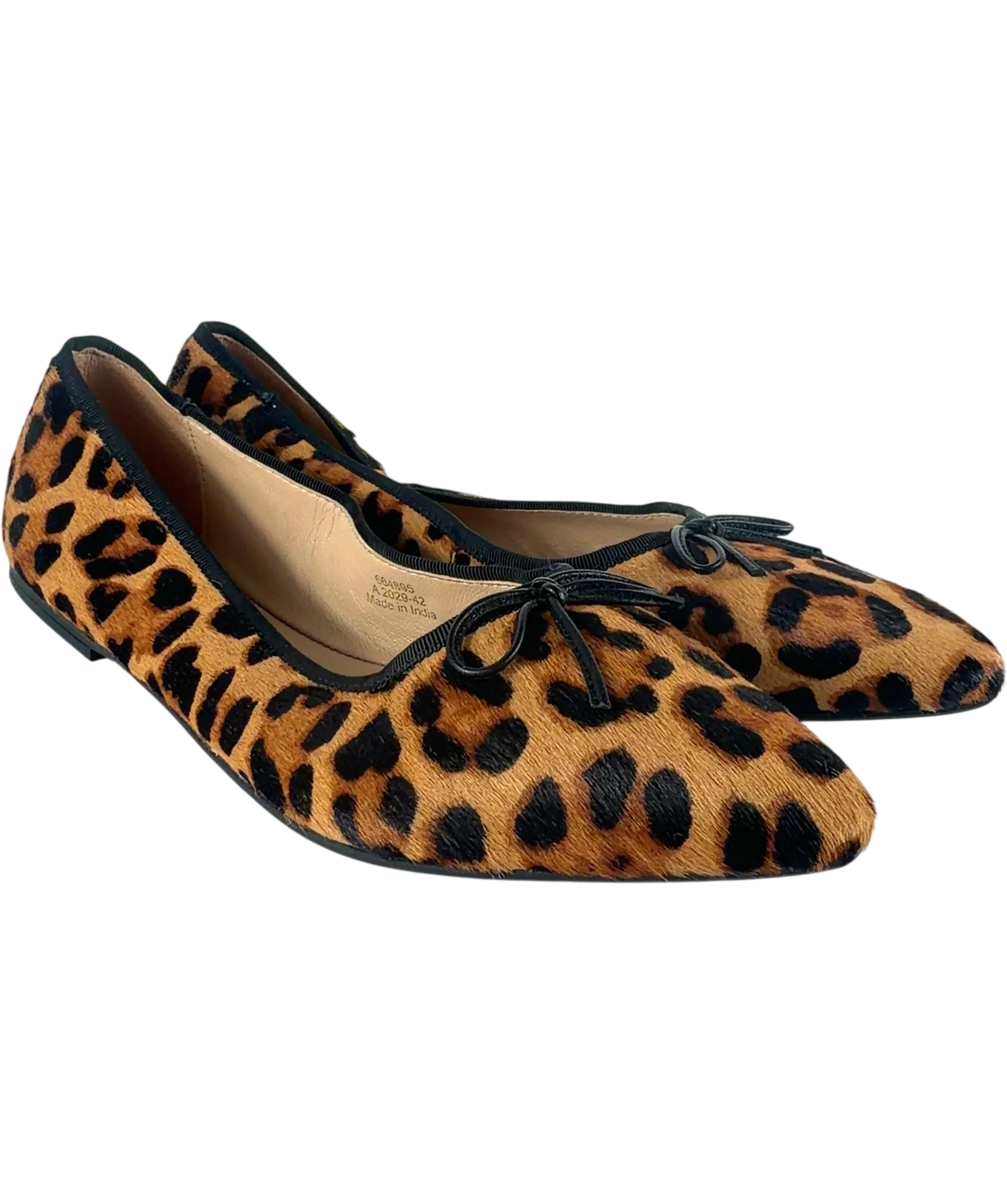 Boden Brown QC Point Flexi Sole Flats Classic Leopard, size UK 9 EU 42 👠 — front