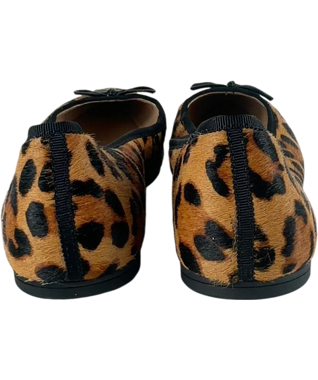 Boden Brown QC Point Flexi Sole Flats Classic Leopard, size UK 9 EU 42 👠 — back