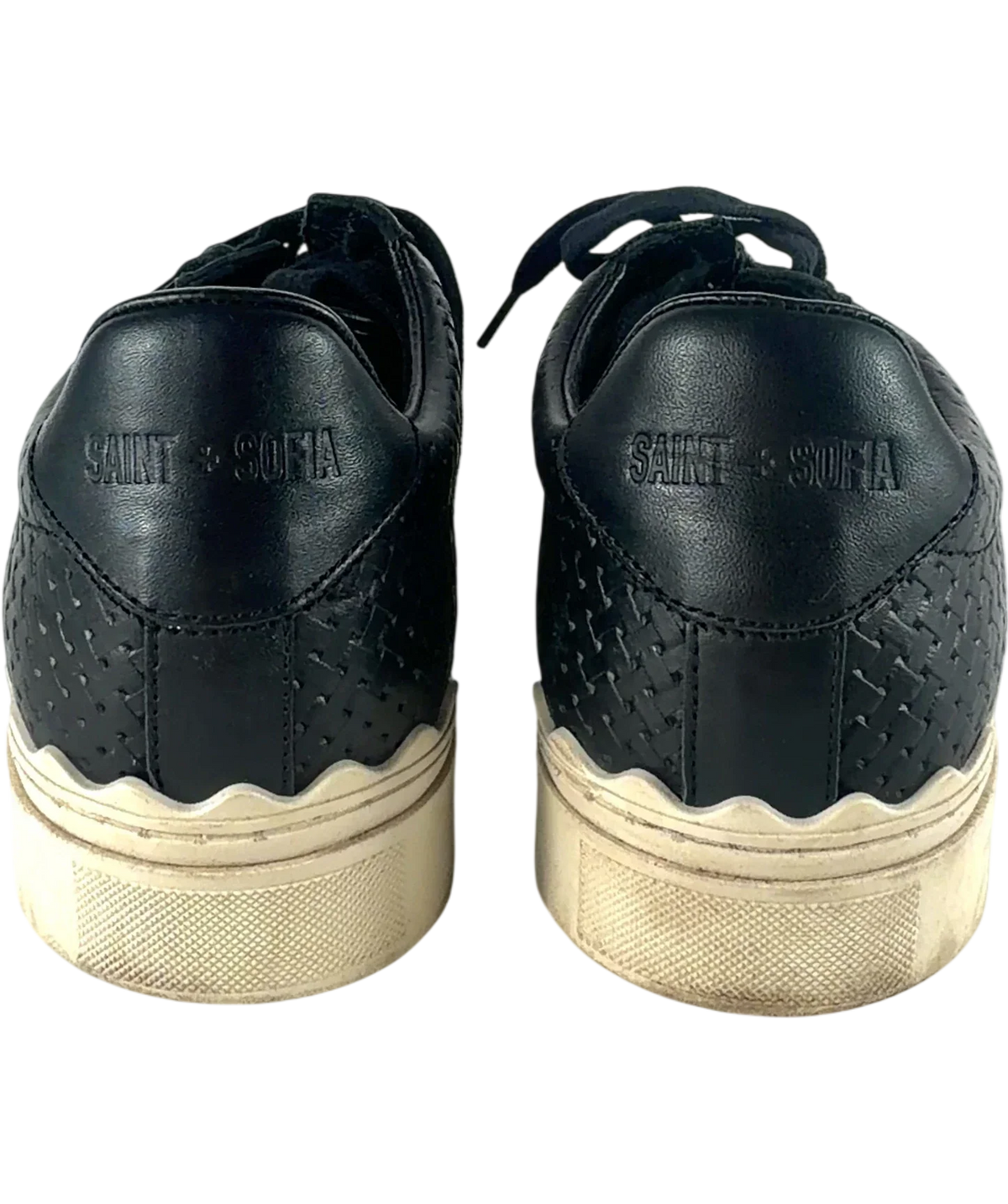 Saint + Sofia Black Brook Scallop Leather Platform Trainers Black, size UK 9 EU 42 👠 — back