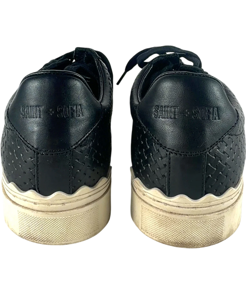 Saint + Sofia Black Brook Scallop Leather Platform Trainers Black, size UK 9 EU 42 👠 — back