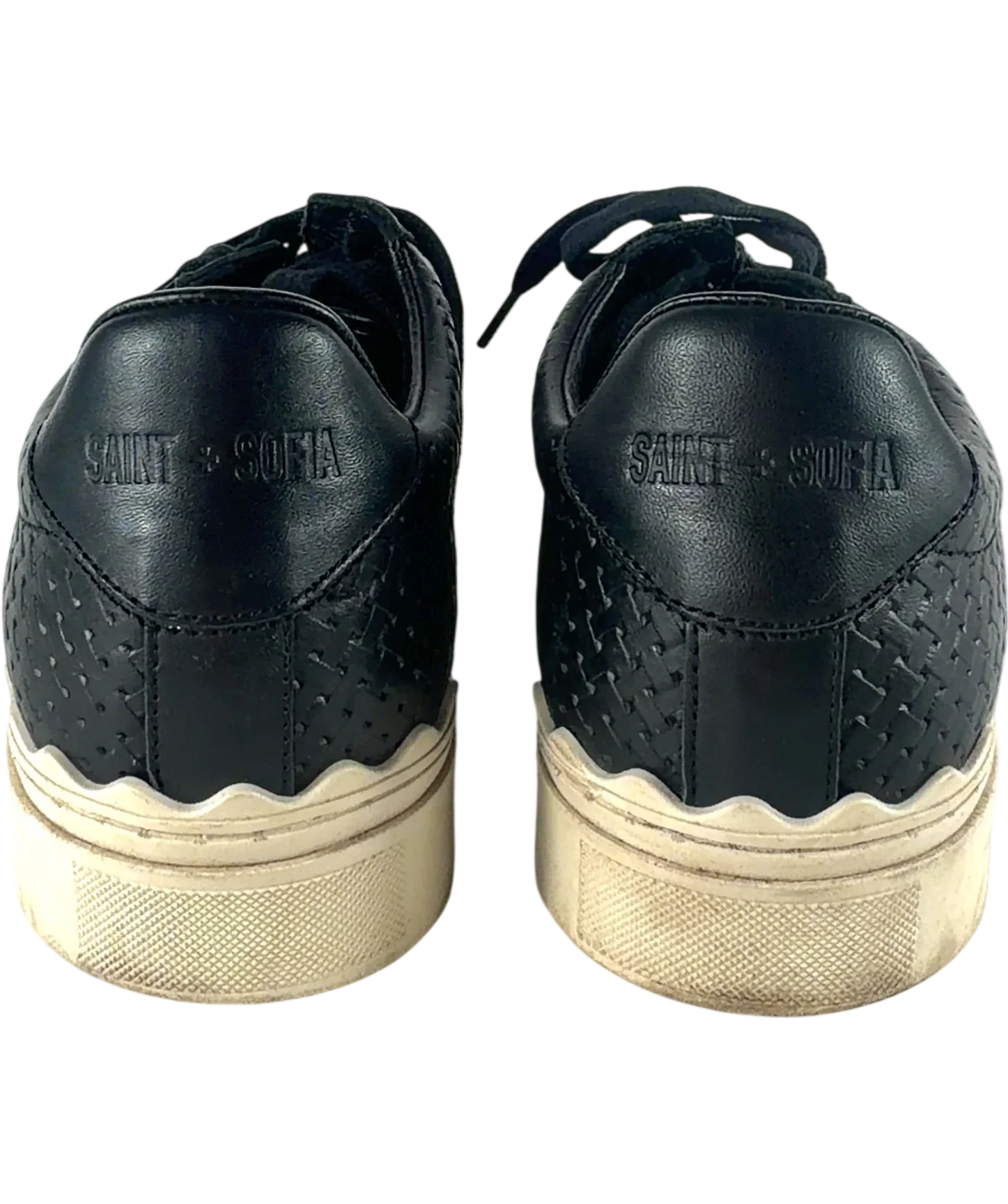 Saint + Sofia Black Brook Scallop Leather Platform Trainers Black, size UK 9 EU 42 👠 — back