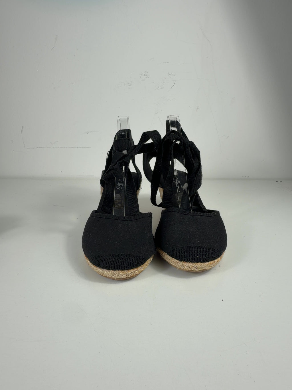 Yours Black Ankle Tie Espadrille Wedges, size UK 7 EU 40 👠 — detail