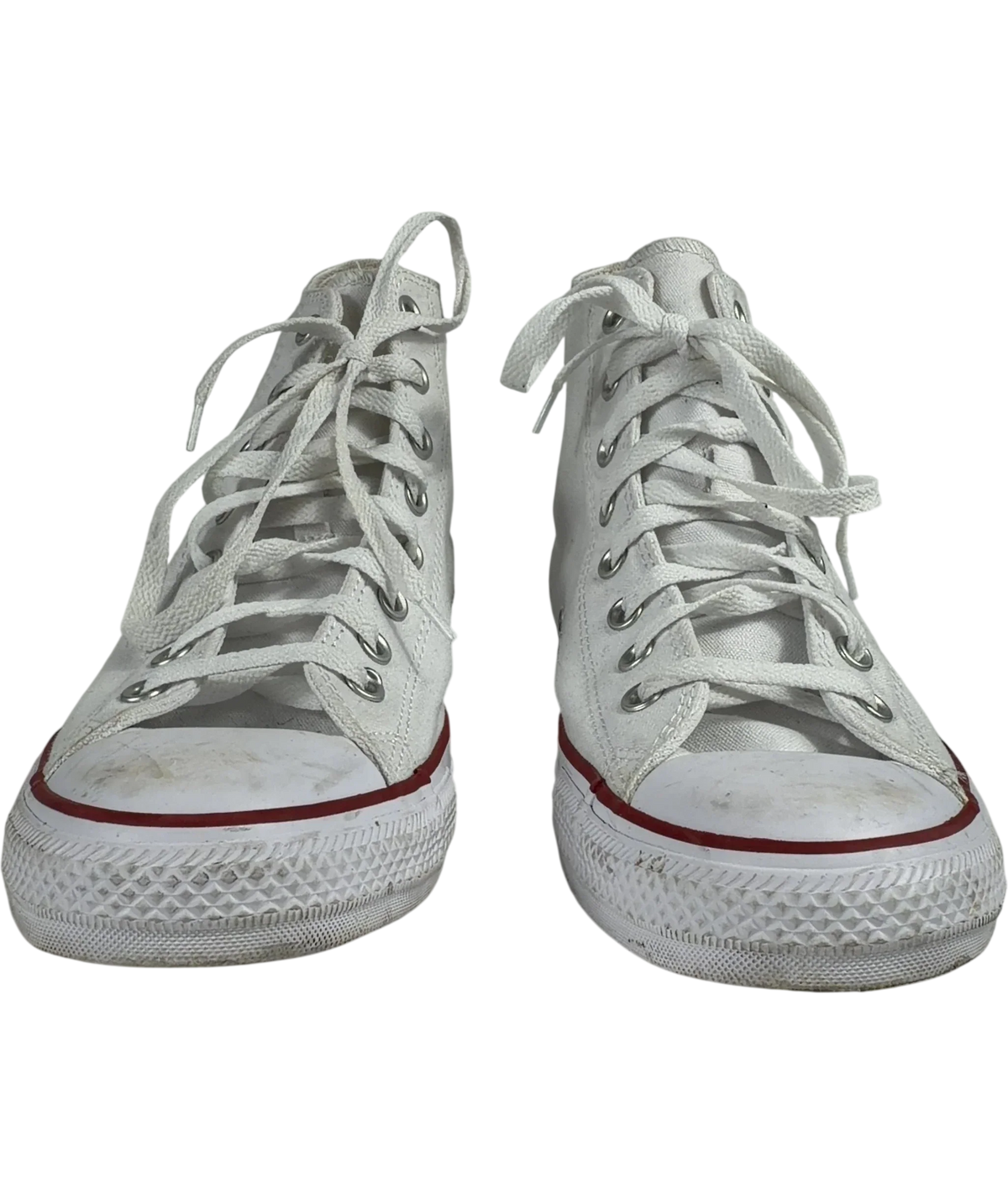 Converse Chuck Taylor All Star White High Top Trainers UK 9 EU 43 — Front (both, face on)