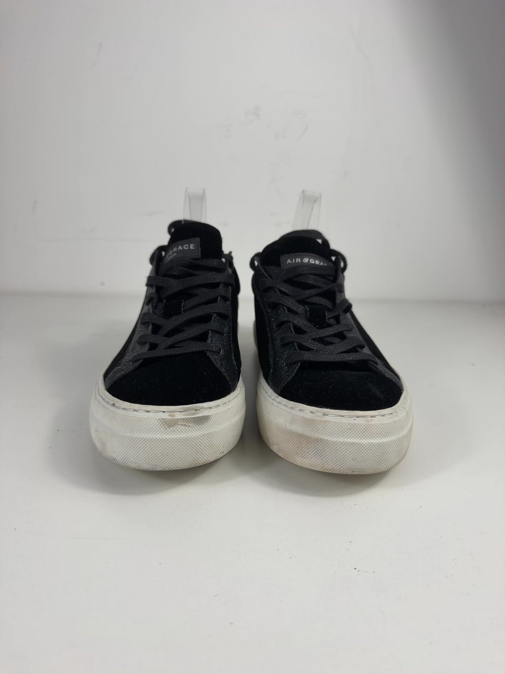Air & Grace Black Black Velvet & Glitter Trainers, size UK 9 EU 43 👞 — detail