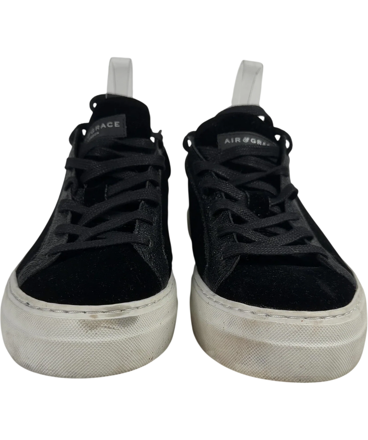 Air & Grace Black Velvet & Glitter Trainers UK 9 EU 43 — Front (both, face on)