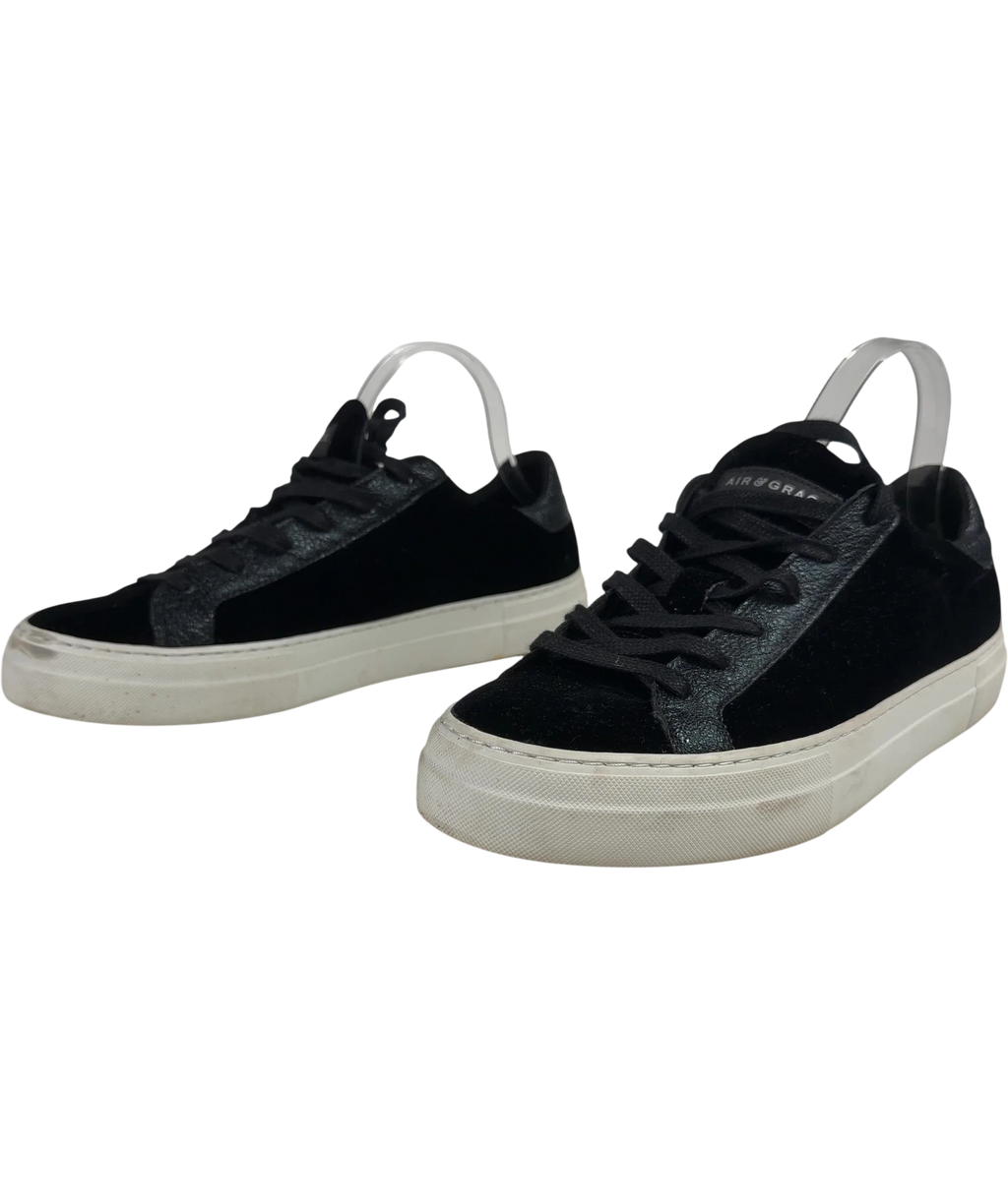 Air & Grace Black Velvet & Glitter Trainers UK 9 EU 43 — Side (both)