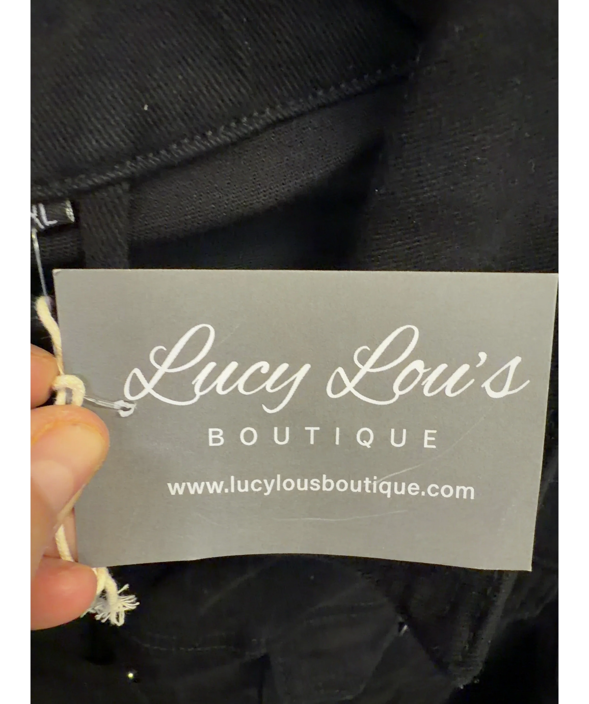 Lucy lou's boutique Black Monica New Curve Denim Jacket, size UK 24 — detail