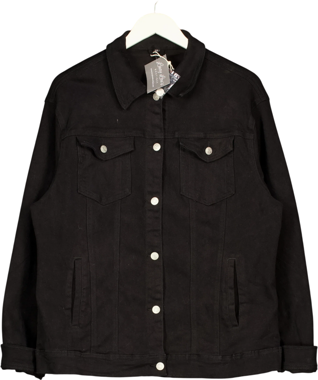 Lucy lou's boutique Black Monica New Curve Denim Jacket, size UK 24 — front