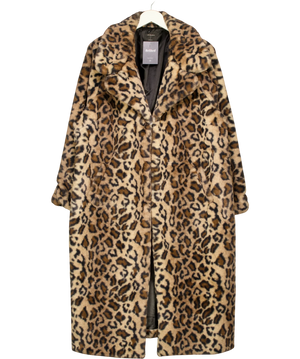 Jd Williams Brown Leopard Faux Fur Coat UK 22