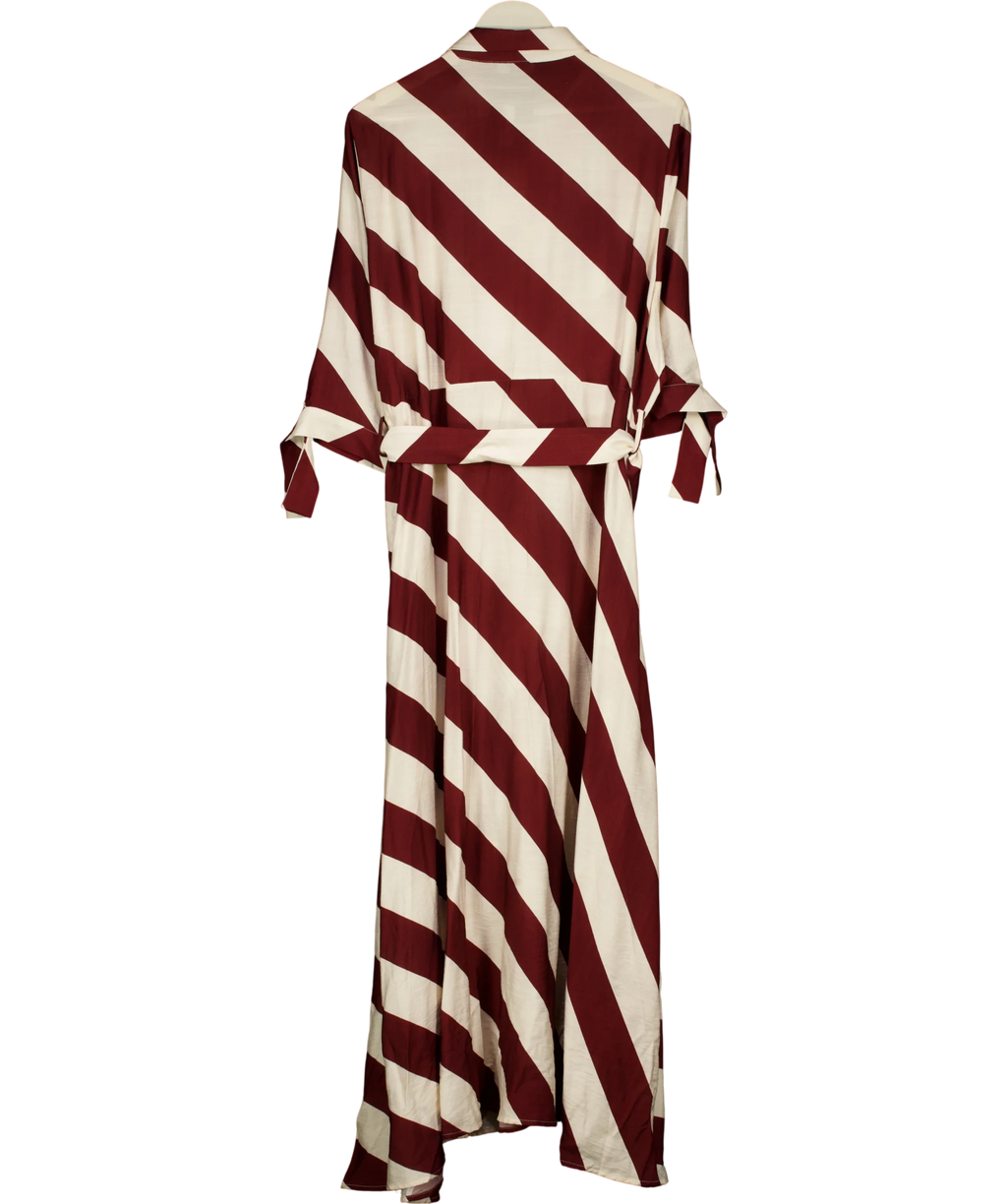 STAR BY JULIEN MCDONALD Cream Burgundy and Cream Diagonal Stripe Shirt Dress, size UK 22 — back