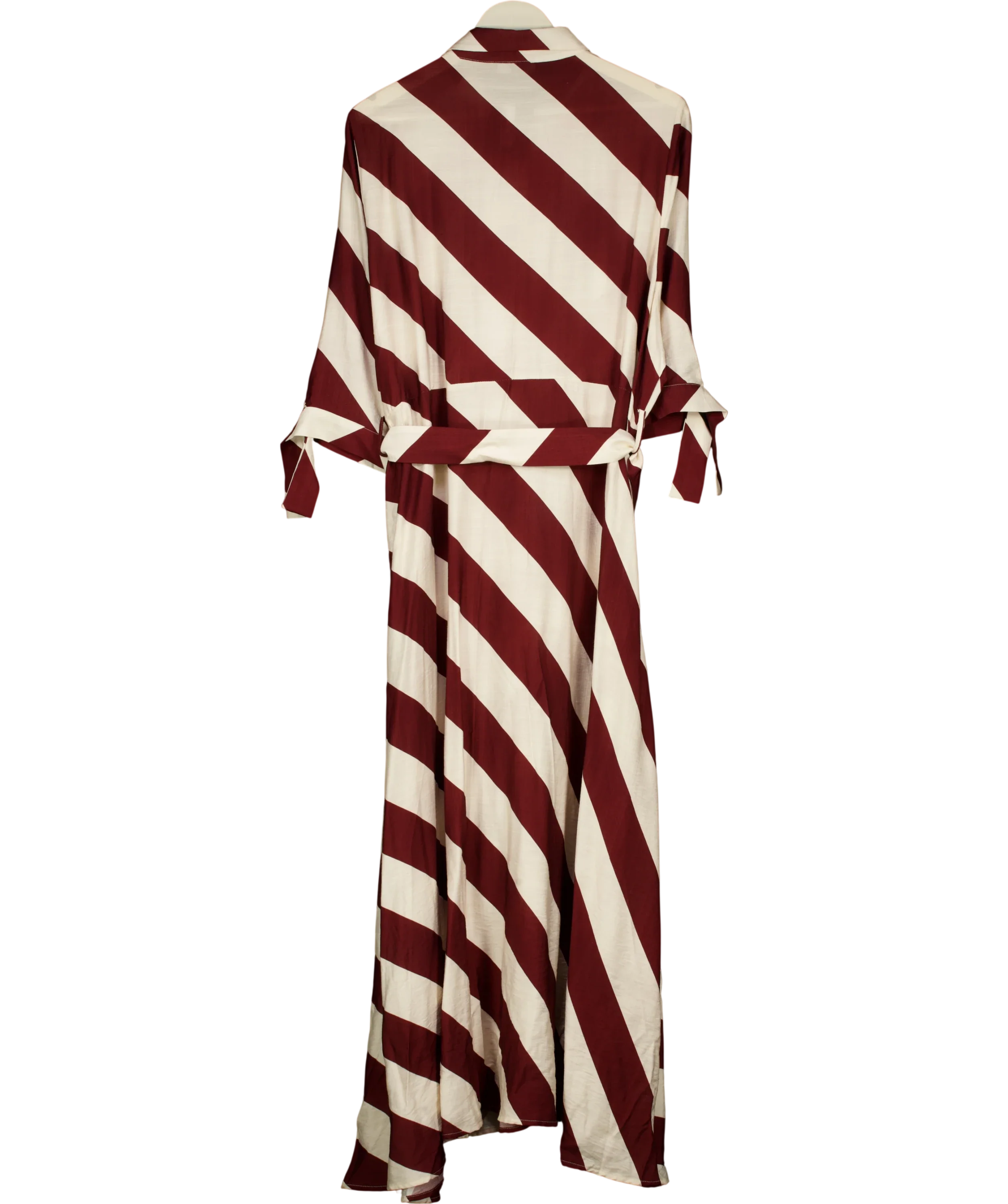 STAR BY JULIEN MCDONALD Cream Burgundy and Cream Diagonal Stripe Shirt Dress, size UK 22 — back