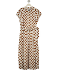 Boden White  / Brown Polka Dot Belted Maxi Dress UK 22 — Front
