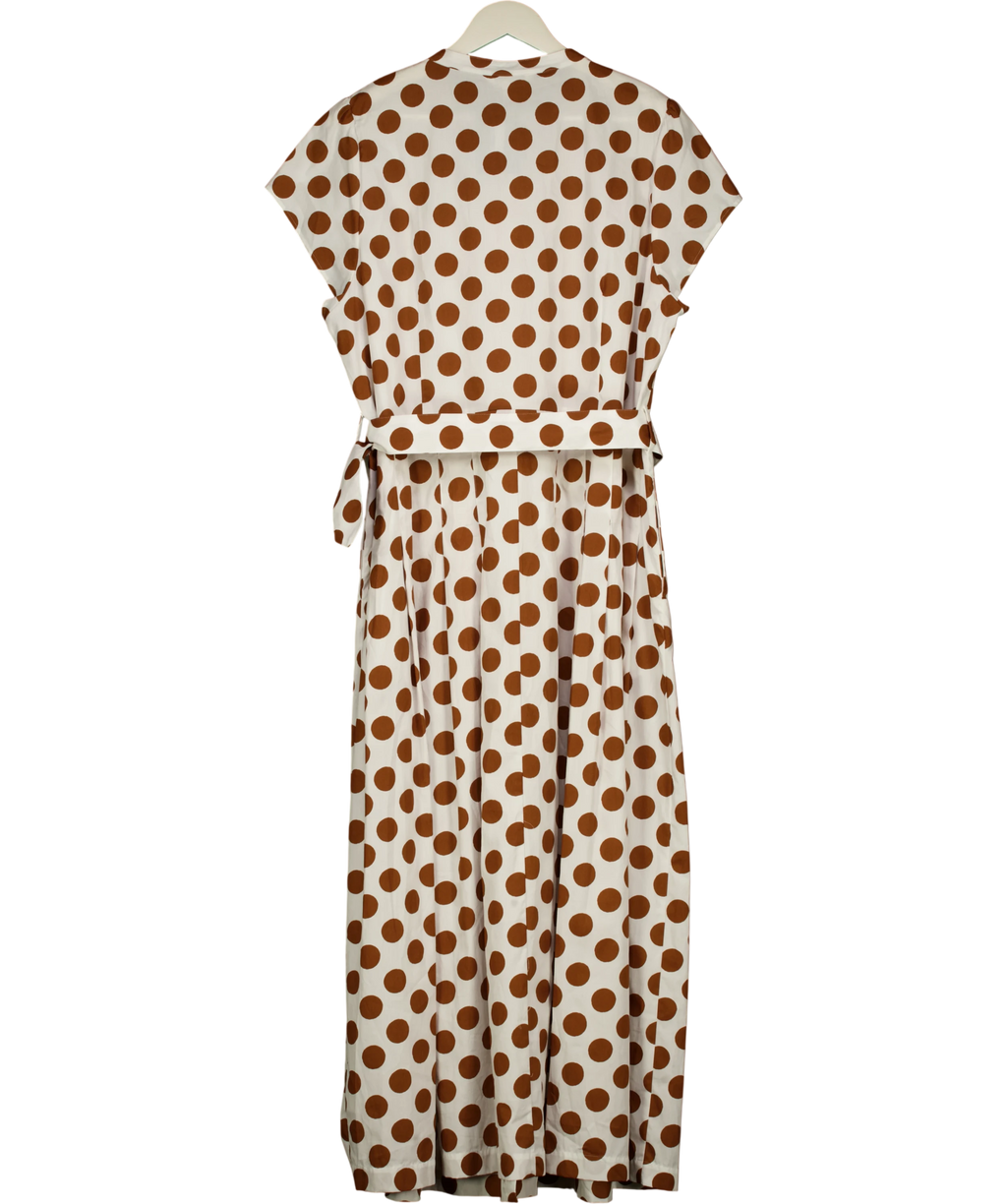 Boden White  / Brown Polka Dot Belted Maxi Dress UK 22 — Back