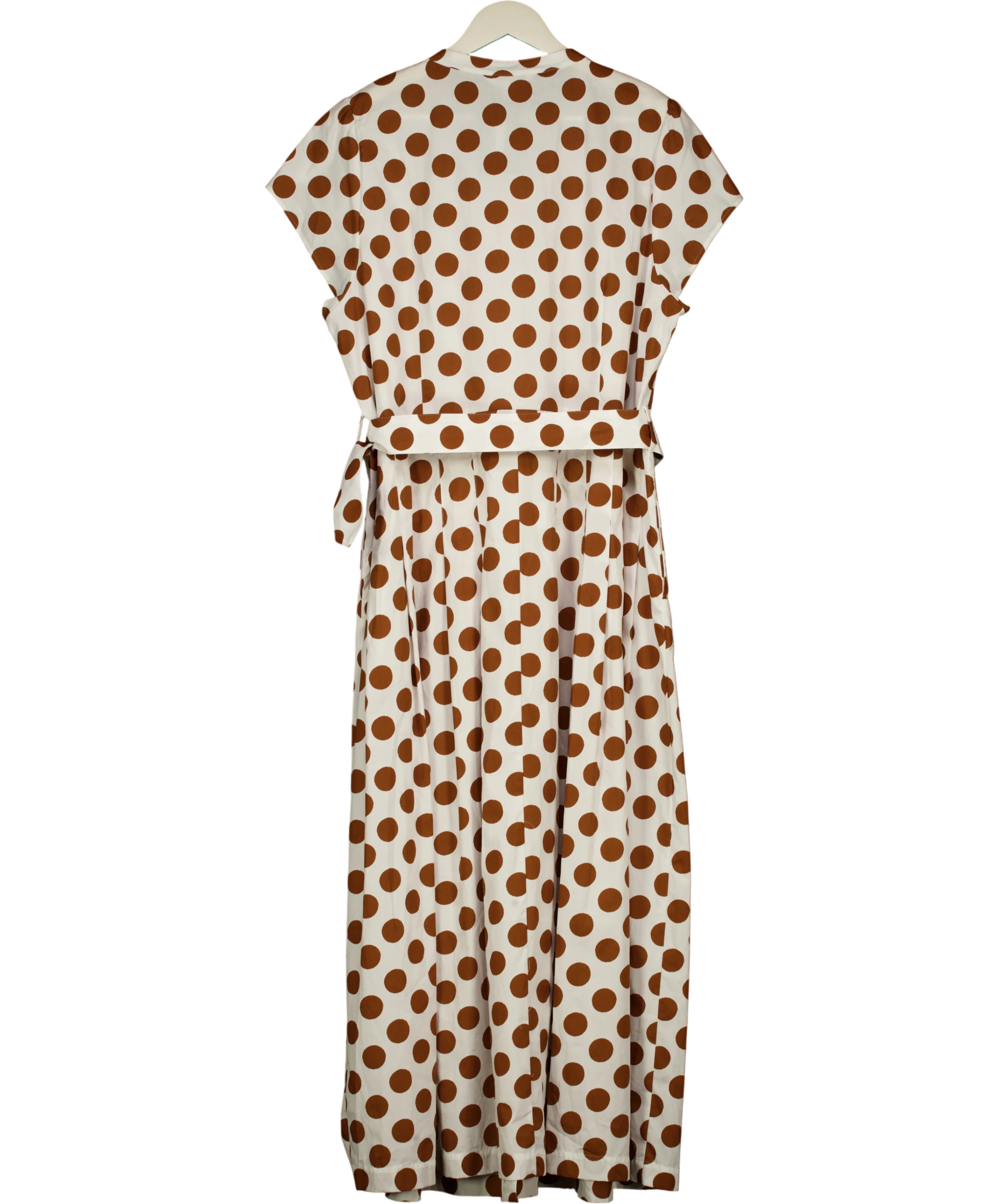 Boden White  / Brown Polka Dot Belted Maxi Dress UK 22 — Back