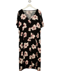 Peacocks Black Black and Red Floral Midi Dress, size UK 24 — front