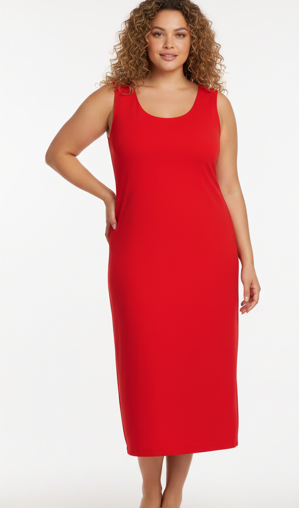 AUTOGRAPH Scoop Neck Midi Column Dress Orange UK 18