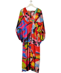 River Island Multicoloured Vibrant Abstract Print Wide Sleeve Maxi Dress, size UK 20 — front